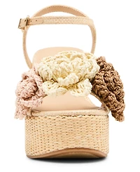 Madden Girl Women's Shore Raffia Flower Platform Wedge Sandals