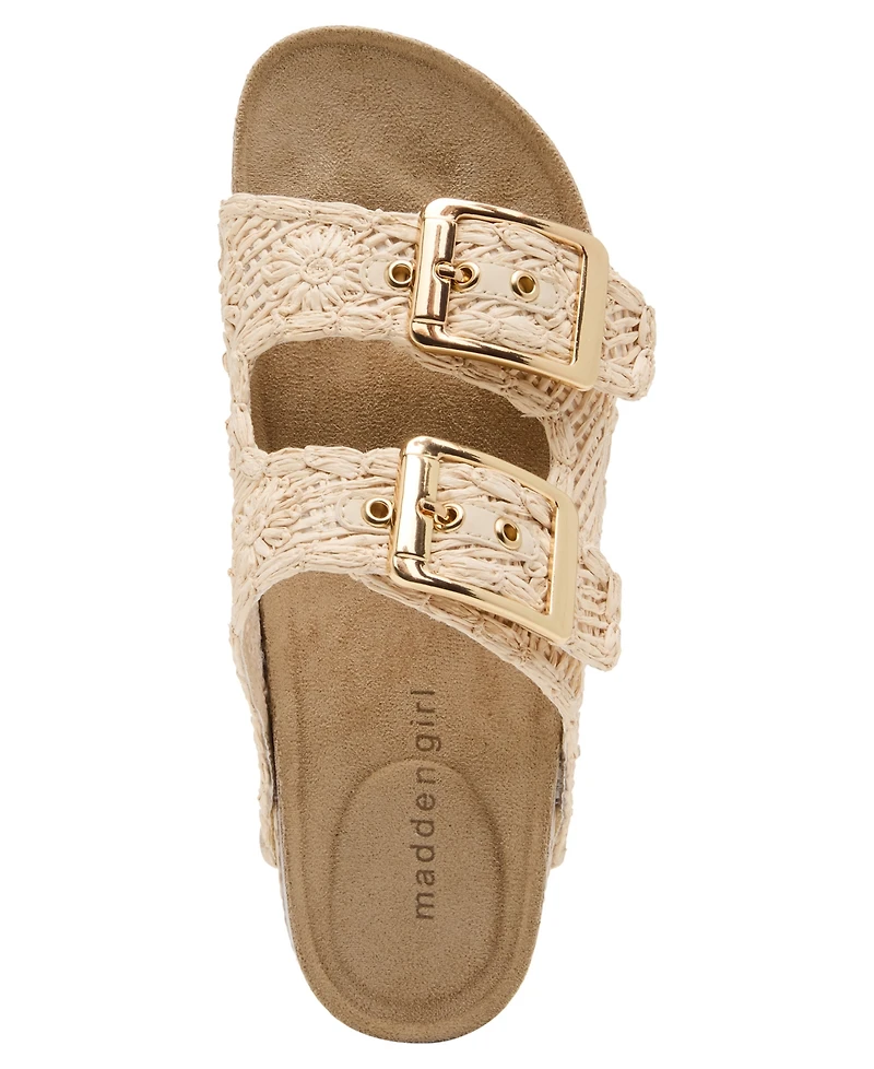 Madden Girl Women's Babes-rf Double-Strap Round Toe Flatform Footbed Sandals