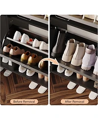 gaomon Shoe Cabinet with 2 Flip Drawers, Large Capacity Entryway Shoe Storage, Narrow Shoe Cabinet with Metal Legs