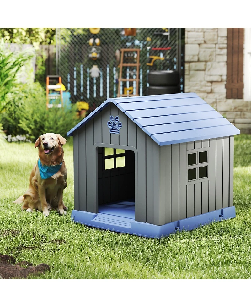 Decksplore 38 inch pointed dog house Spacious Indoor Outdoor Shelter with Removable Roof