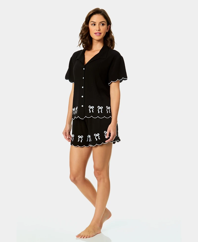 CeCe Women's Scalloped Embroidery Cover-Up Shirt