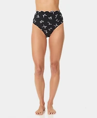 CeCe Women's Scallop Contrast High Waist Brief Bottoms