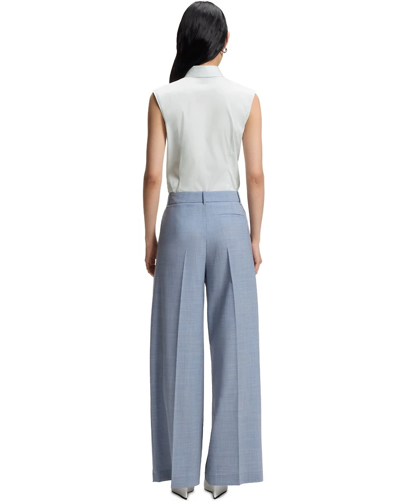 Boss by Hugo Women's Stretch-Cotton Blend Sleeveless Slim-Fit Blouse