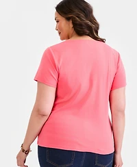 Style & Co Plus Short-Sleeve Henley Top