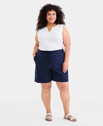 Style & Co Plus Size Solid Knit Shorts, Macy's Exclusive