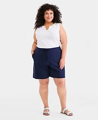 Style & Co Plus Size Solid Knit Shorts, Macy's Exclusive