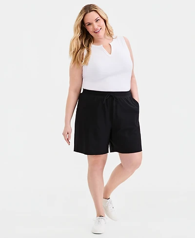 Style & Co Plus Solid Knit Shorts, Macy's Exclusive