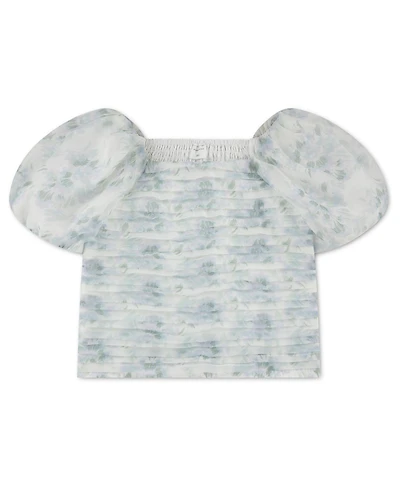 abercrombie kids Girls' Emerson Organza Puff-Sleeve Square Neck Top