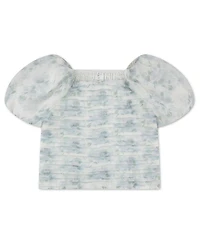 abercrombie kids Girls' Emerson Organza Puff-Sleeve Square Neck Top
