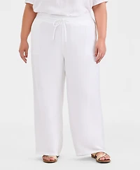 Style & Co Plus Cotton Gauze Wide-Leg Pants, Macy's Exclusive