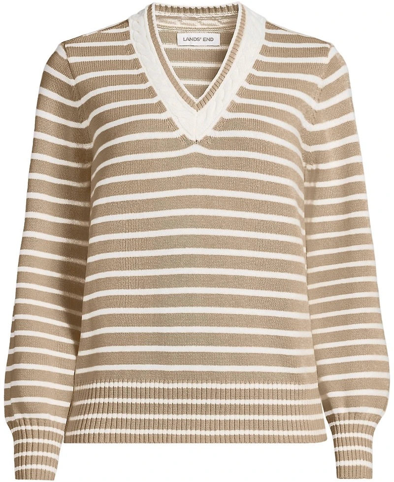 Lands' End Women's Drifter Set Sleeve Vneck Sweater