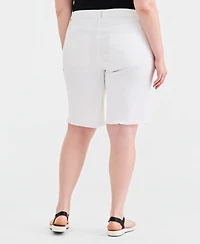 Style & Co Plus Mid-Rise Raw-Edge Bermuda Shorts, Macy's Exclusive