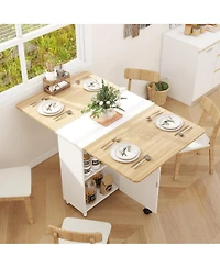 Folding Dining Table with Drawers and Cabinets