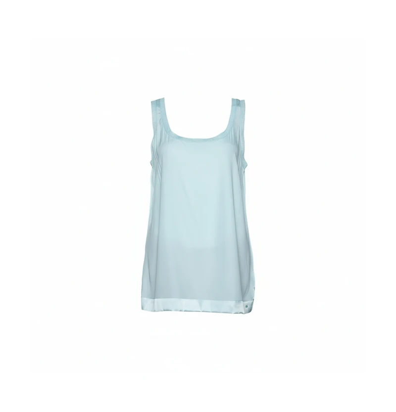 Pre-Owned Missoni Women's Pastel Blue Silk & Knit Sleeveless Scoop Neck Top