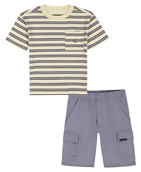 Calvin Klein Baby Boys' Crewneck Striped T-Shirt & Cargo Shorts, 2-Piece Set