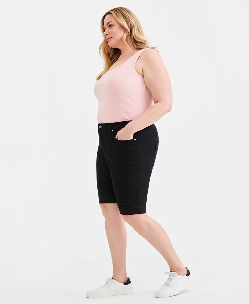 Style & Co Plus Mid-Rise Roll-Cuff Bermuda Shorts, Macy's Exclusive