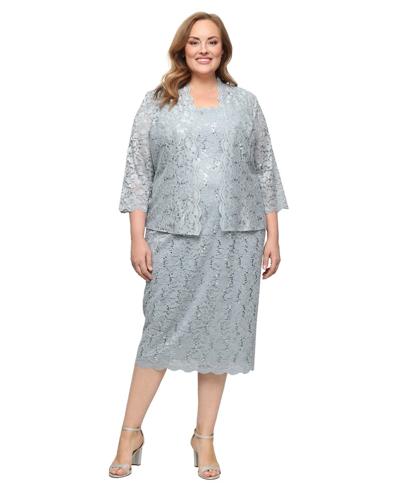 Sl Fashions Plus 2-Pc. Lace Jacket & Sheath Dress Set