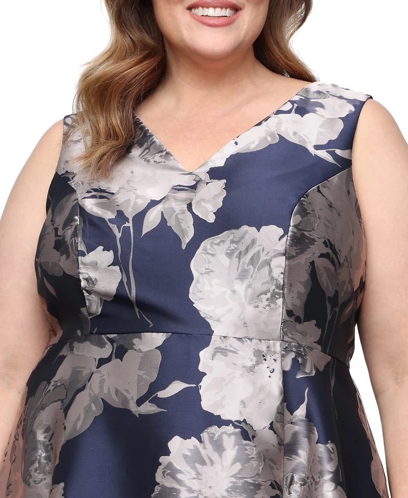 Sl Fashions Plus High-Low Hem V-Neck Ball Gown