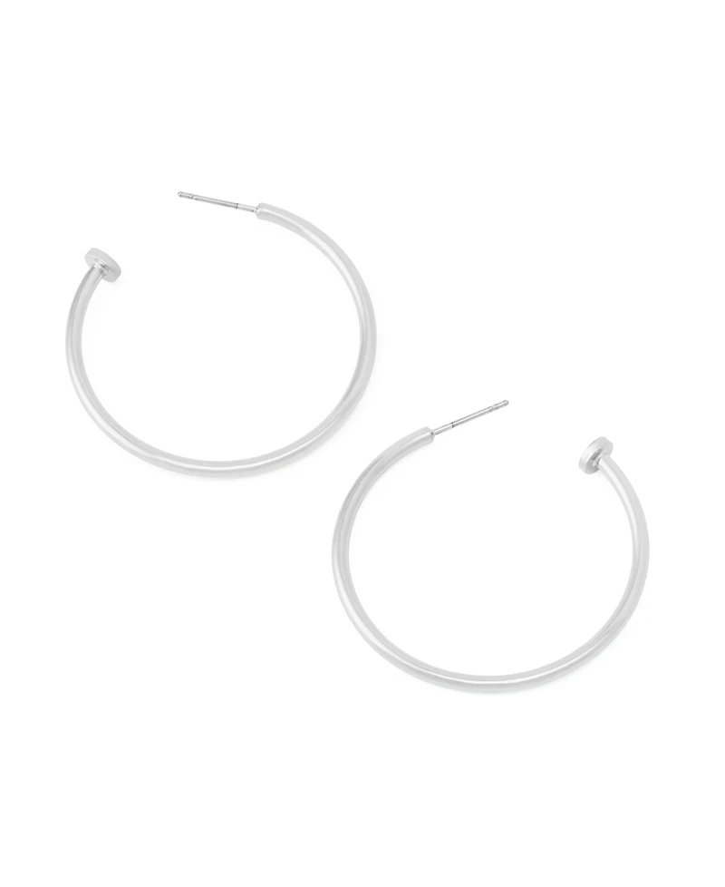 Robert Lee Morris Soho Silver Minimal Medium Hoop Earrings