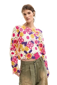 Desigual Women's Multicolor Crochet Sweater