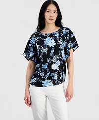 Anne Klein Petite Flutter-Sleeve Bateau Neck Blouse