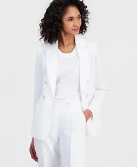 Anne Klein Women's Linen-Blend Faux Double-Breasted Blazer