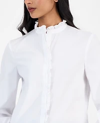 Anne Klein Women's Ruffle-Trim Button-Front Shirt