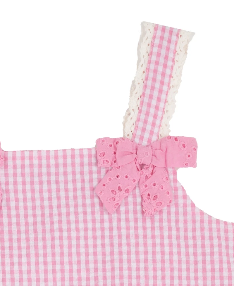 Rare Editions Girls' 2T-6X Gingham Top And Eyelet Shorts, 2-Piece Set