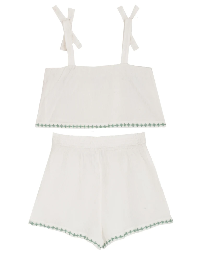 Rare Editions Girls' 7-16 Floral Embroidered Top and Shorts, 2-Piece Set