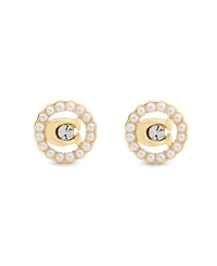 Coach Faux Stone Signature C Mother of Pearl Stud Earrings