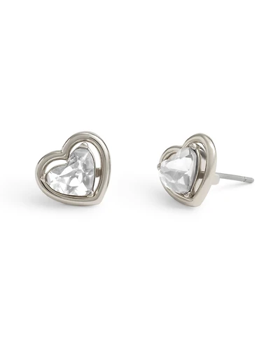 Coach Faux Stone Halo Heart Stud Earrings