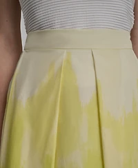 Dkny Women's Ombre Print Poplin Side Zipper A-Line Skirt