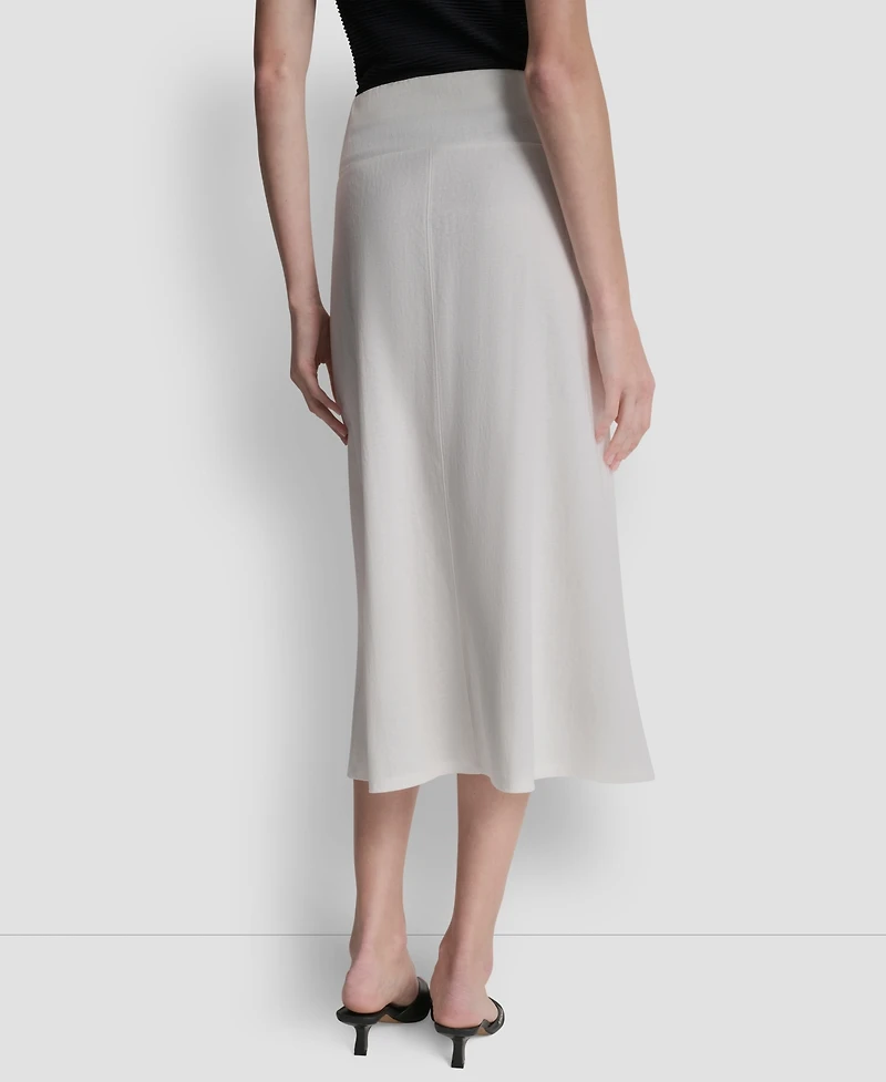 Dkny Women's Arid Pique Mini Logo Emblem Slit A-Line Skirt