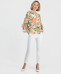 Kasper Petite Ruffle-Sleeve Pull-On Woven Top