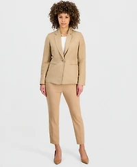 Kasper Women's Linen Notched Collar One-Button Blazer, Regular & Petite