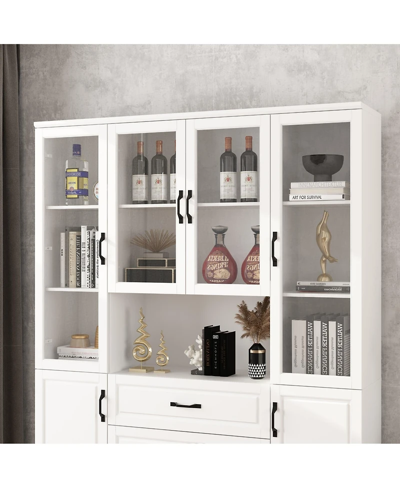 6-Door 2-Drawer Kitchen Storage Cabinet with Movable Shelves,Pantry