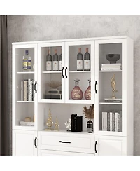 6-Door 2-Drawer Kitchen Storage Cabinet with Movable Shelves,Pantry