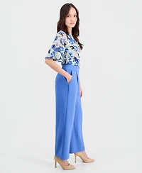 Anne Klein Essentials Petite Pleated Faux-Fly Pull-On Pants