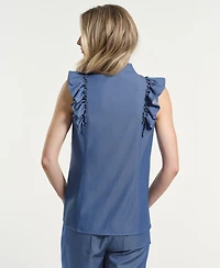 Isaac Mizrahi Women's Mandarin Collar Top