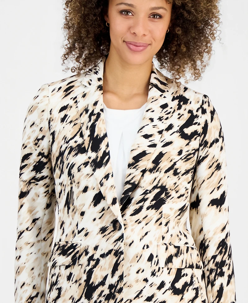 Kasper Women's Animal-Print One-Button Blazer