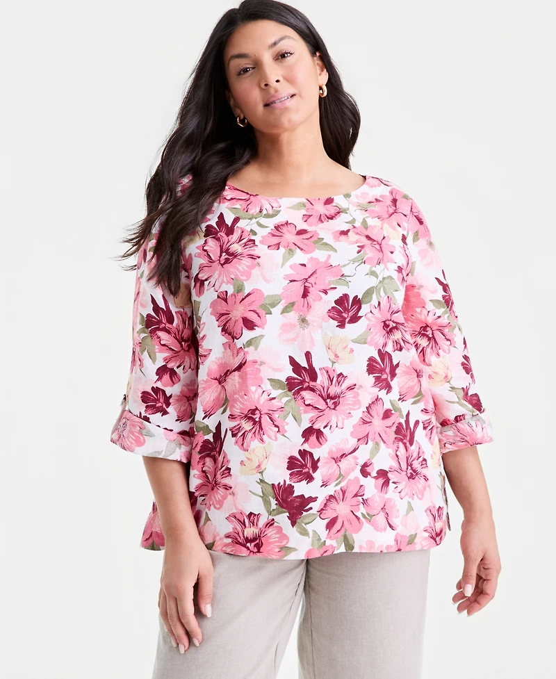 Charter Club Plus Solid Crewneck Top, Macy's Exclusive