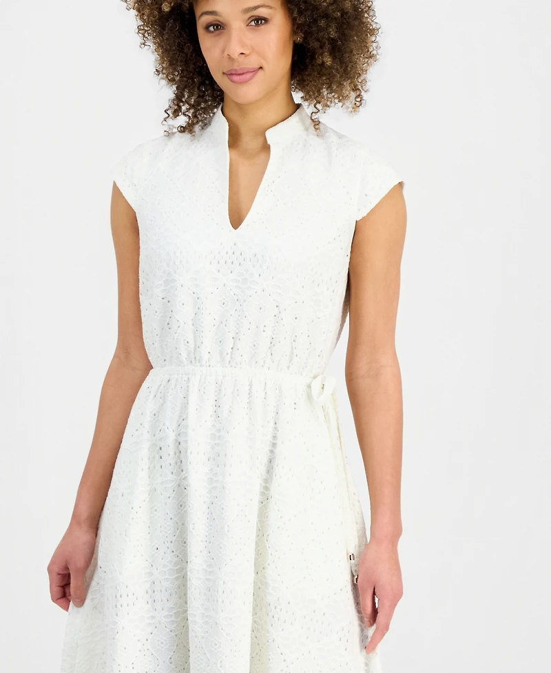 Kasper Women's Lace Drawstring-Waist Midi Dress