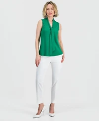 Kasper Women's Solid Sleeveless Tie-Neck Blouse