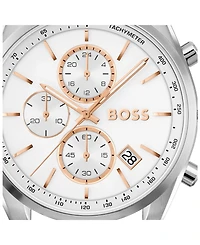 Hugo Boss Men's Grand Prix 44 Quartz Chrono Brown Leather Watch, 44.5mm