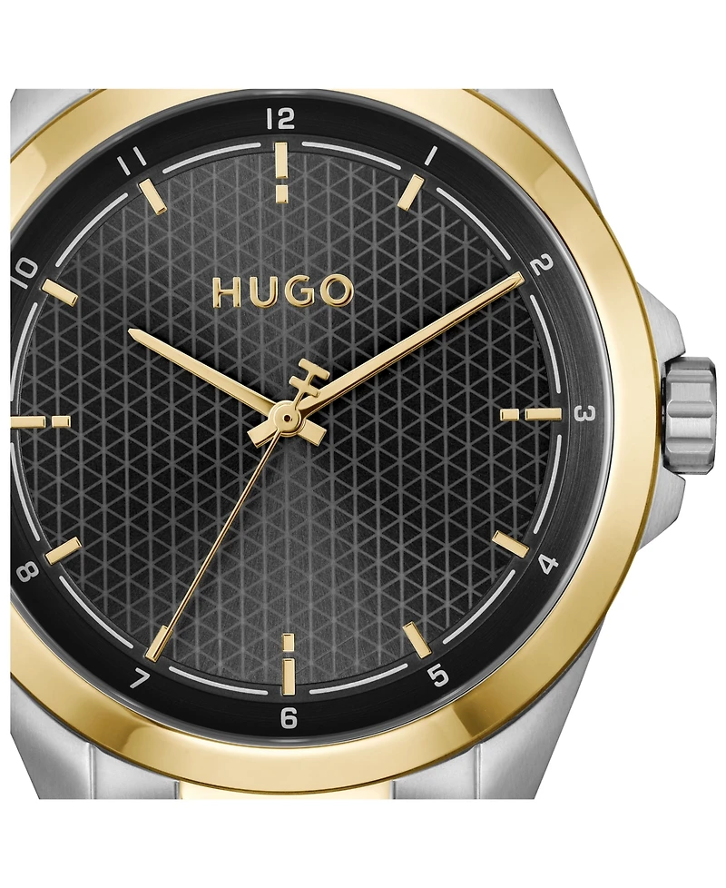Hugo Boss Men's Seam Quartz Stainless Steel Ionic Plated Thin Gold Steel Watch, 42.5mm