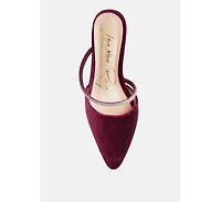 turnon velvet diamante detail flat mules