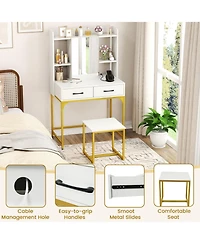 Volenca Vanity Desk with Storage Drawers and Charging Station, Makeup Dressing Table