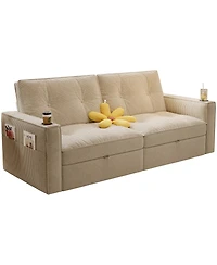 Boyel Living Multi-Functional Convertible Sofa Bed 2-in-1 Pull Out Bed, Modern Corduroy Fabric Couches with Cup Holders