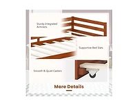 Slickblue Twin Size Trundle Platform Bed Frame with Wooden Slat Support