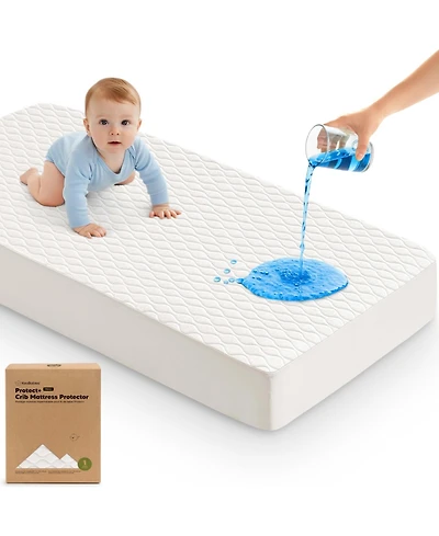 KeaBabies 1-Pack Protect+ Waterproof Crib Mattress Protector Cover, Mavy Quilted Cotton Baby Mattress Topper, Toddler Crib Sheet
